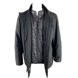 Tumi Tech Black All Weather‎ Jacket Water Resistant Insulated Stowaway Hood XXL